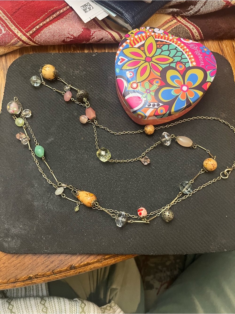 Brighton Multicolor Bead Layered Necklace in Antique Gold-Tone